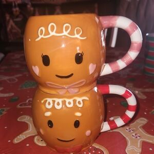 Gingerbread Man Mug Set - Orange and Red